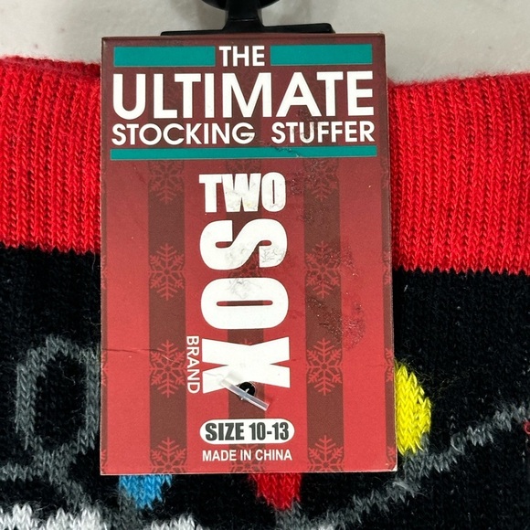 Holiday Adult Unisex Too Lit to Quit Crew Socks Fun Pattern Black Multi Colored - Picture 4 of 5